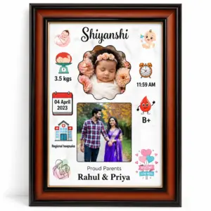 Customized Baby Birth Details Frame | Newborn Photo Frame Gift | Personalized Baby Keepsake